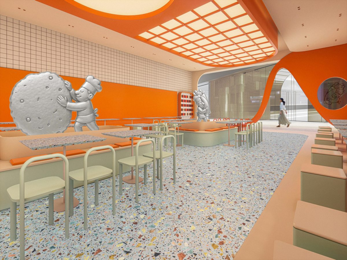 Banquette seating concept render